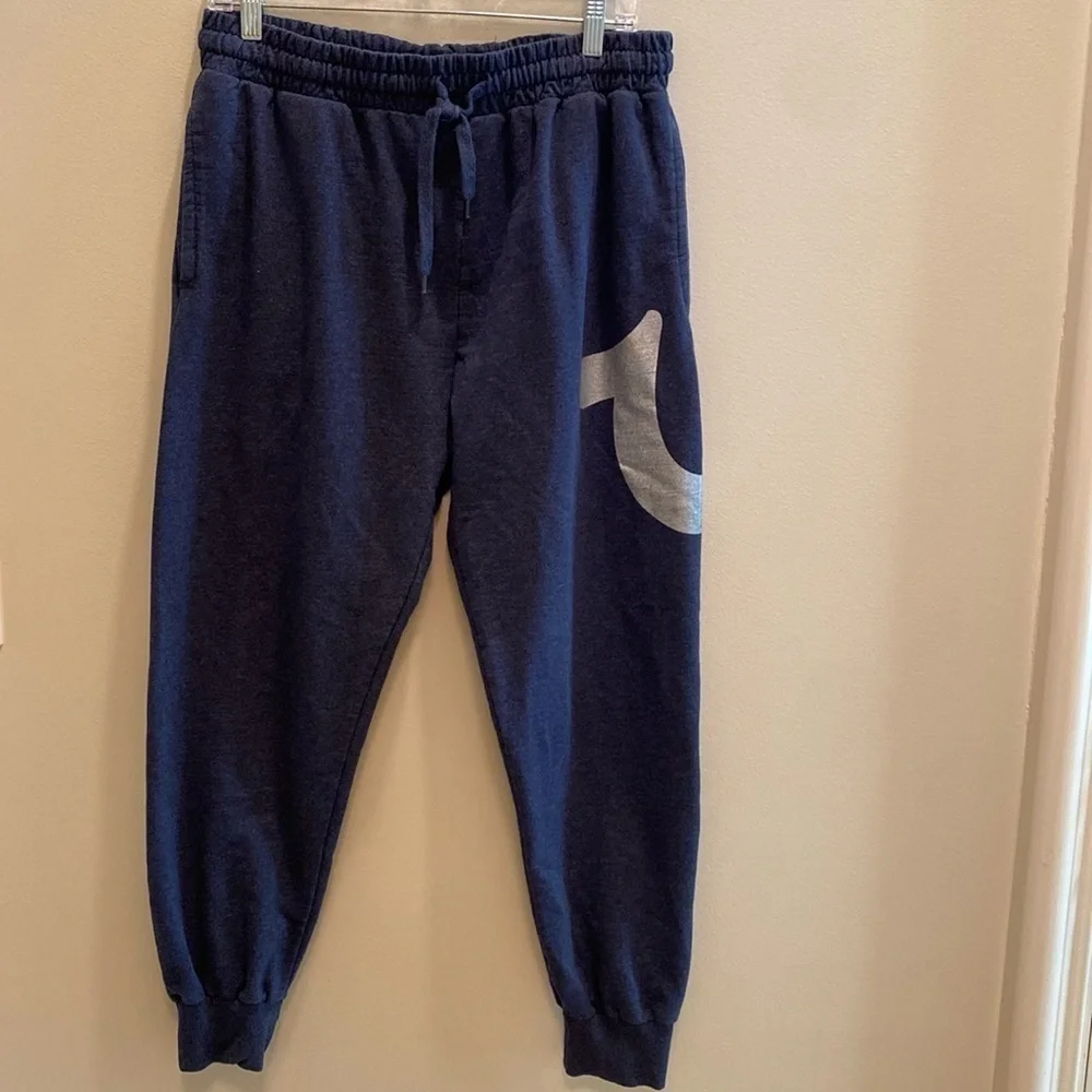 True Religion Relaxed Sweatpants Loungwear Pants Navy Silver Big Logo Size LARGE